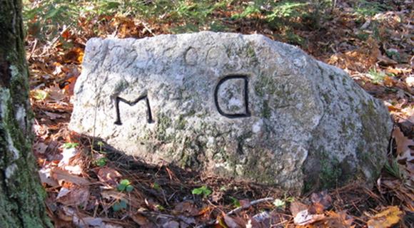 Barrington-Dover-Madbury boundary stone.